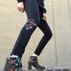 Mossimo Supply Black Floral Jeans